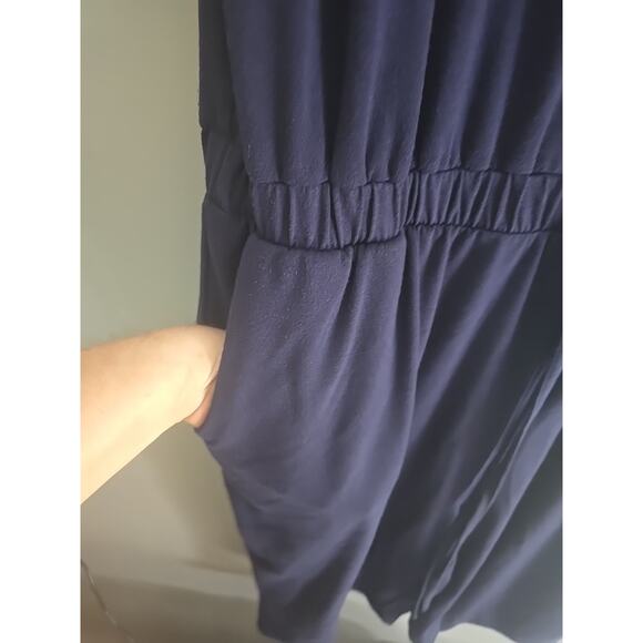 Zenana Navy Blue Henley Tie Waist One Piece Short Sleeve Jumper Womans Size 3X - Picture 3 of 6